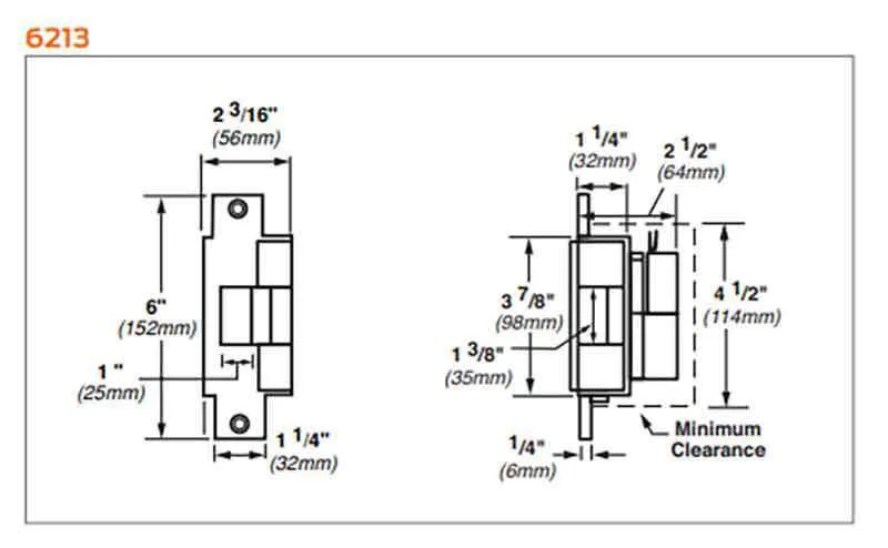 Von Duprin - 6213 Electric Strike for Mortise or Cylindrical Devices - Fail Secure - Satin Stainless - 24VDC