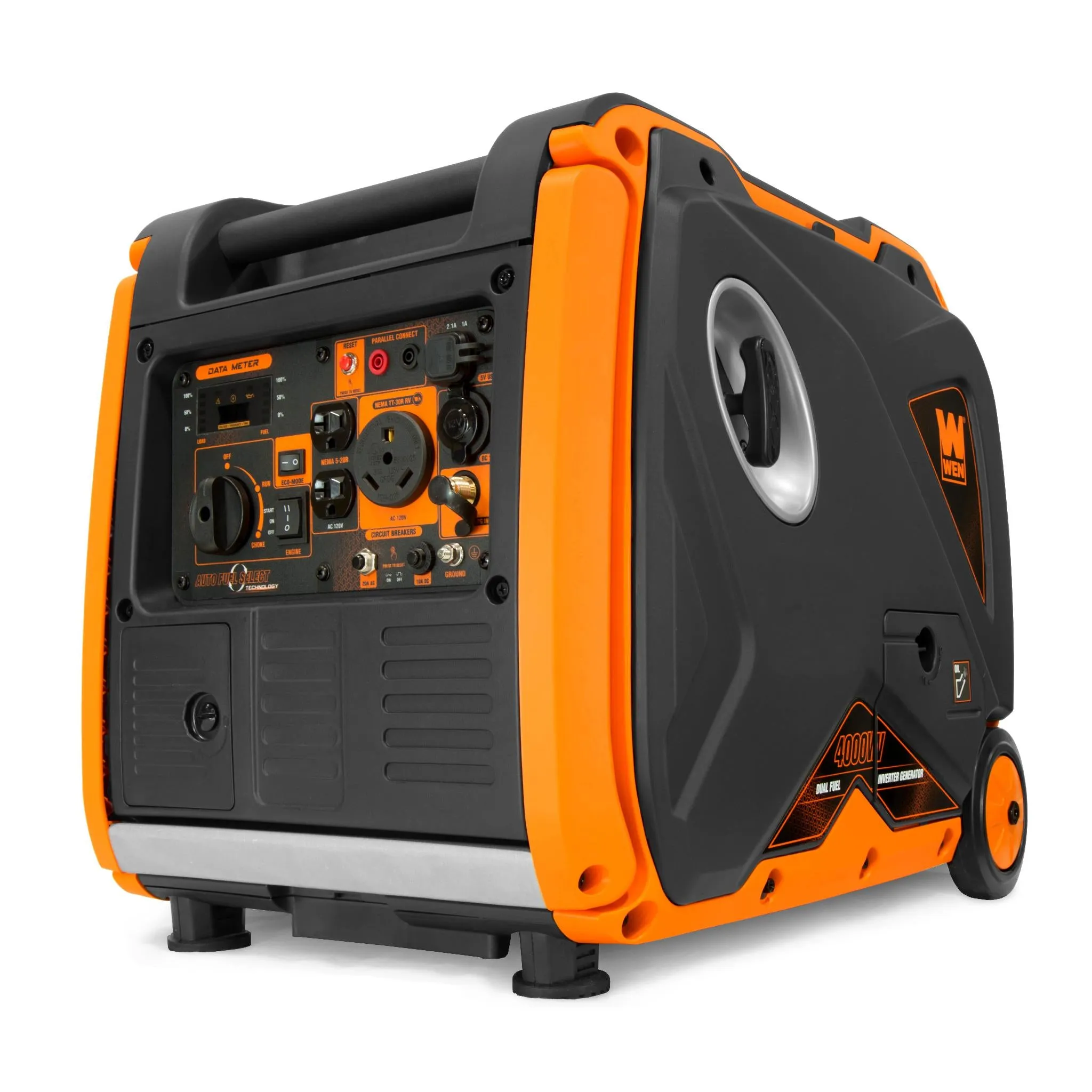 WEN DF400i Super Quiet 4000-Watt Dual Fuel RV-Ready Electric Start Portable Inverter Generator with Fuel Shut-Off