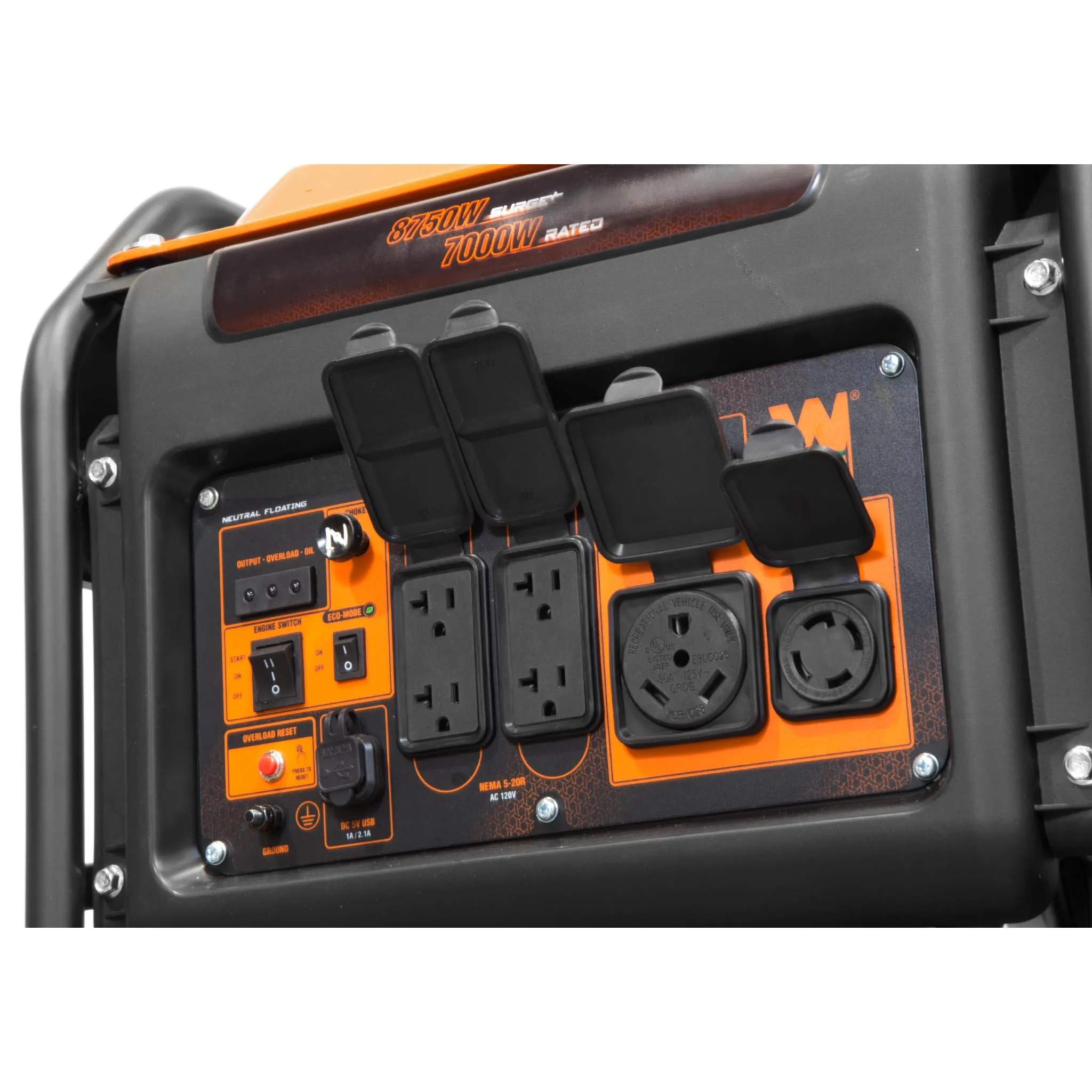 WEN GN875i 8750-Watt RV and Transfer-Switch-Ready 120V/240V Electric Start Open Frame Inverter Generator, CARB Compliant