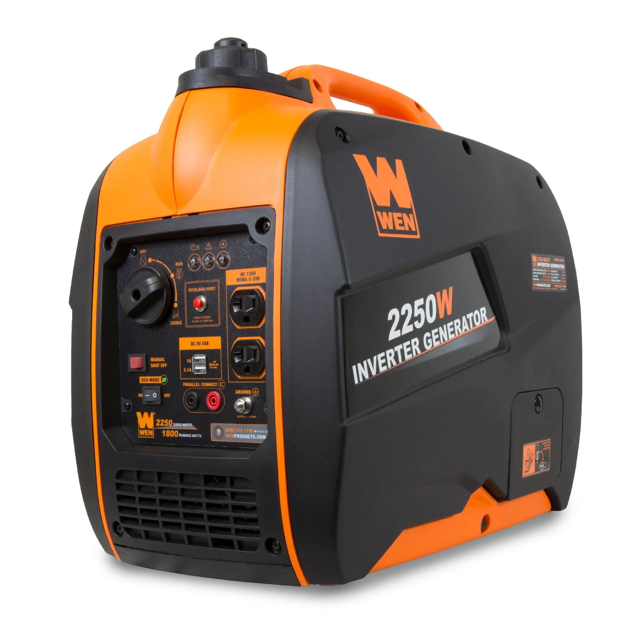 WEN R56225i Super Quiet 2250-Watt Portable Inverter Generator with Fuel Shut-Off (Manufacturer Refurbished)