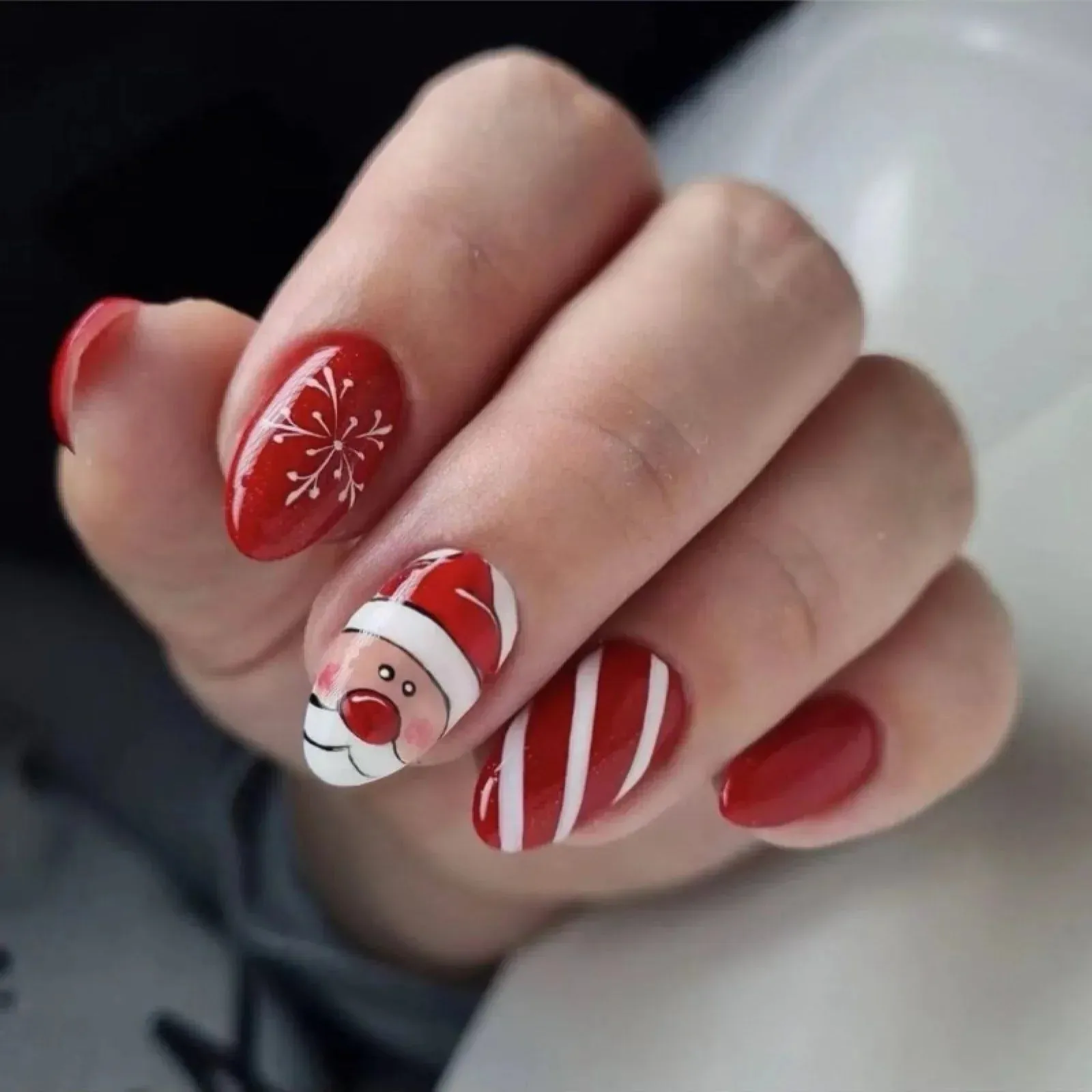 Wenkouban-24Pcs Christmas New Purple Rabbit Cute Short False Nails Tips Snowman Elk Pattern Design Wearable Fake Nails Press On Nail Art