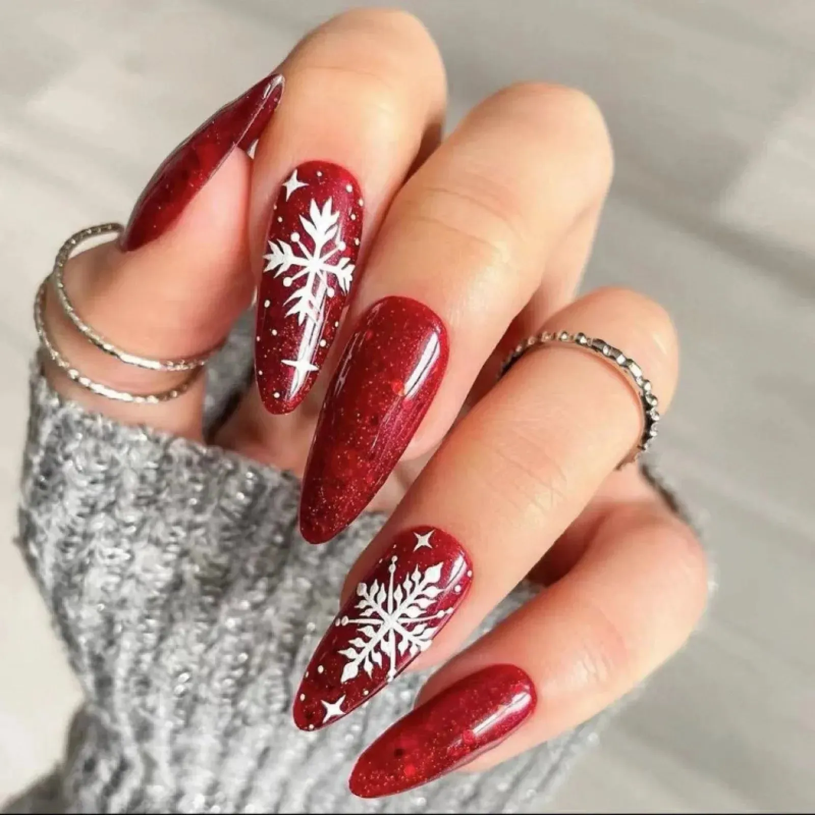 Wenkouban-24Pcs Christmas New Purple Rabbit Cute Short False Nails Tips Snowman Elk Pattern Design Wearable Fake Nails Press On Nail Art