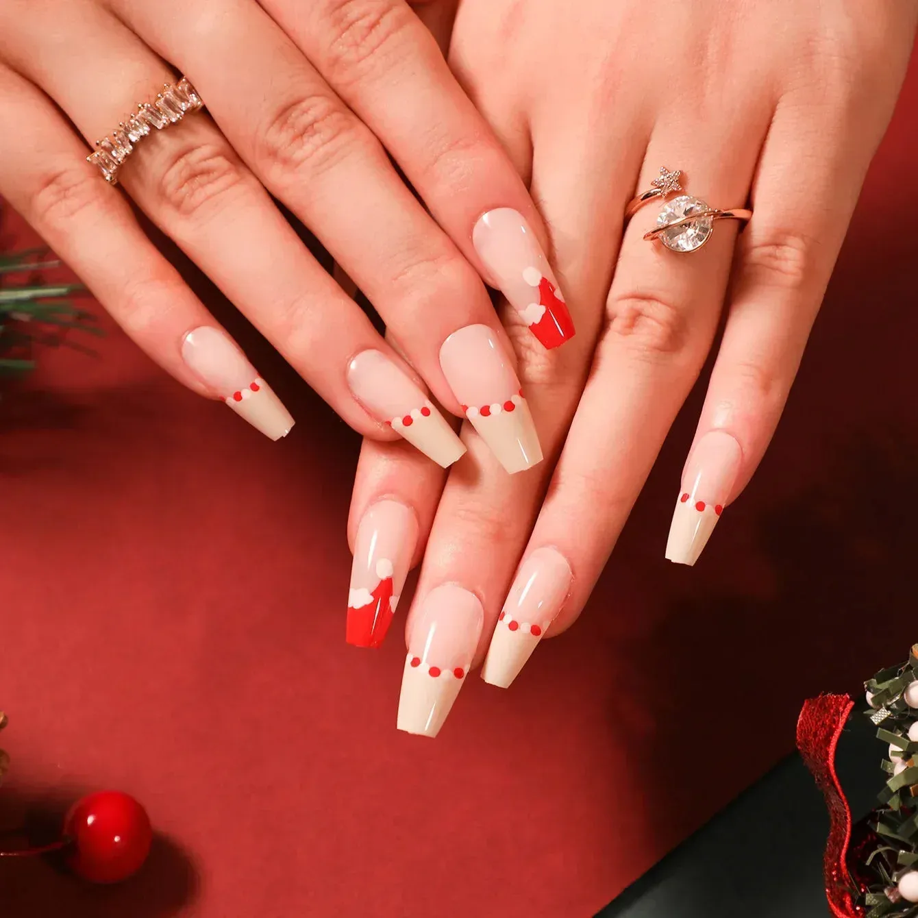 Wenkouban-24Pcs Christmas New Purple Rabbit Cute Short False Nails Tips Snowman Elk Pattern Design Wearable Fake Nails Press On Nail Art