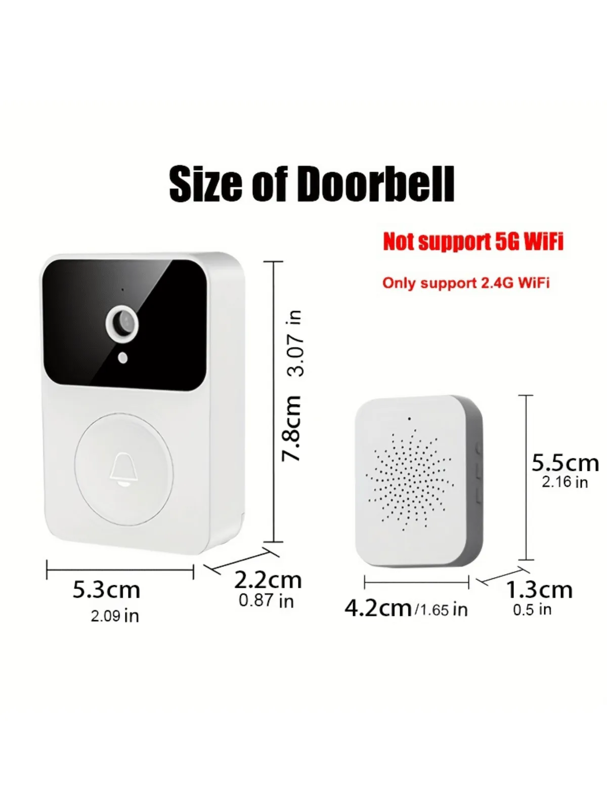 White Wireless Video Doorbell Camera, Smart Home Intercom