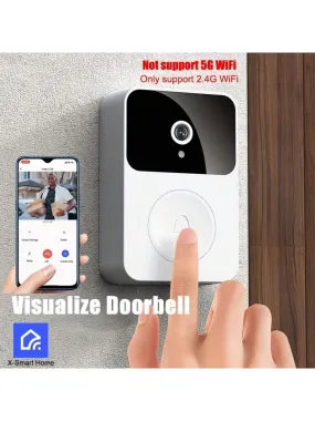 White Wireless Video Doorbell Camera, Smart Home Intercom