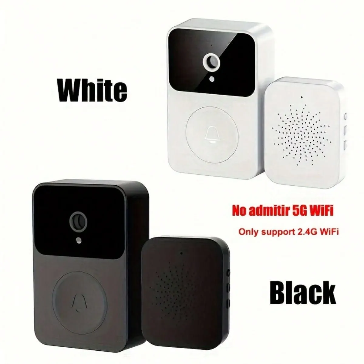 White Wireless Video Doorbell Camera, Smart Home Intercom