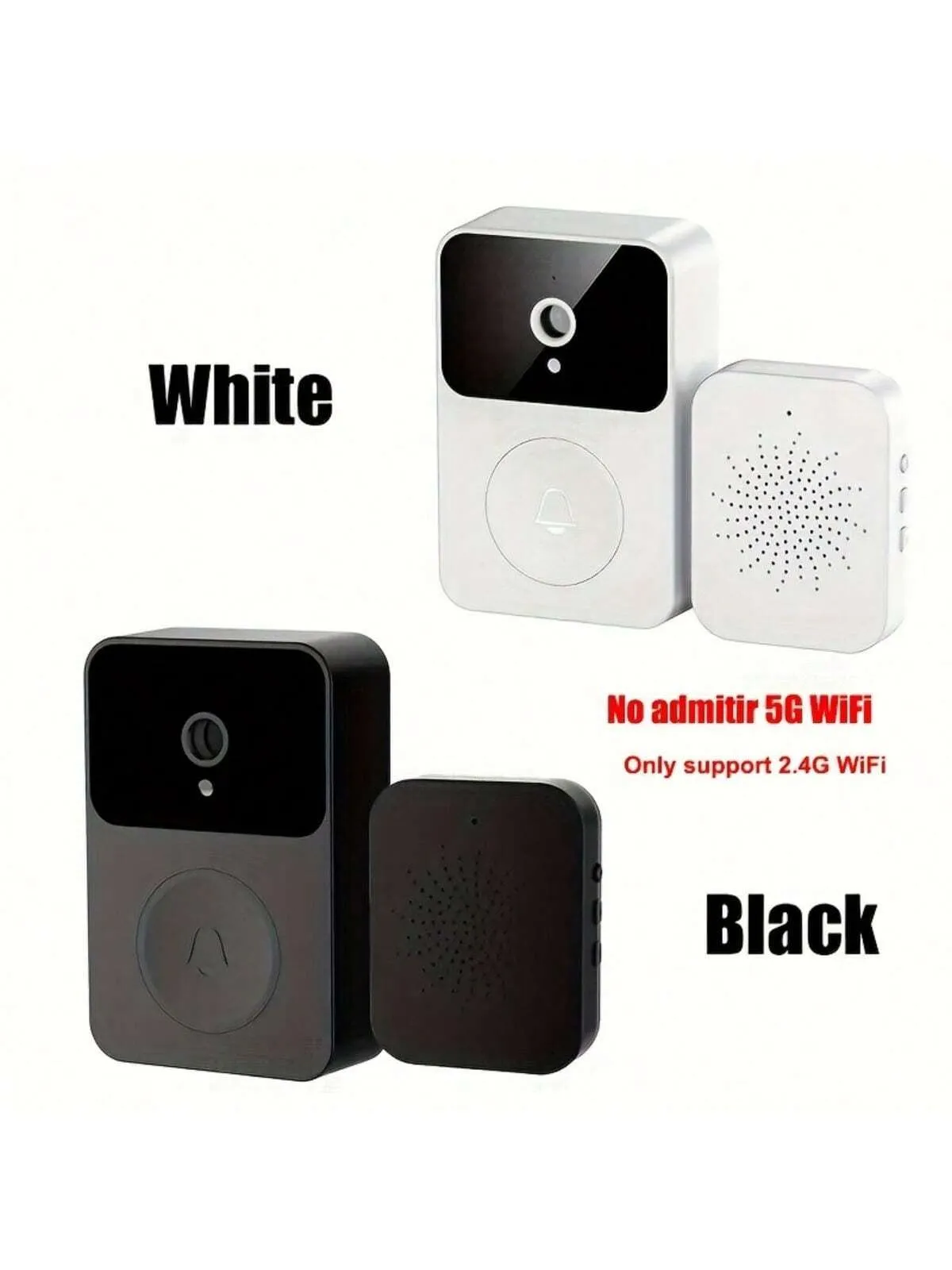 White Wireless Video Doorbell Camera, Smart Home Intercom