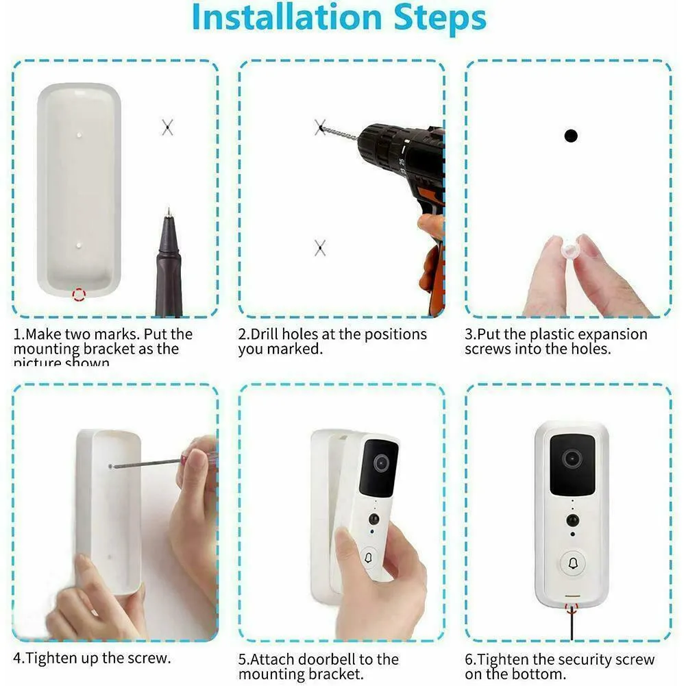 WiFi Ring Doorbell 1080P HD Security Camera Wireless Door Bell Camera