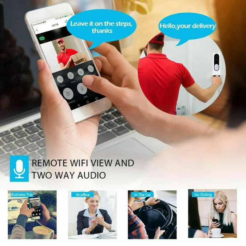 WiFi Ring Doorbell 1080P HD Security Camera Wireless Door Bell Camera