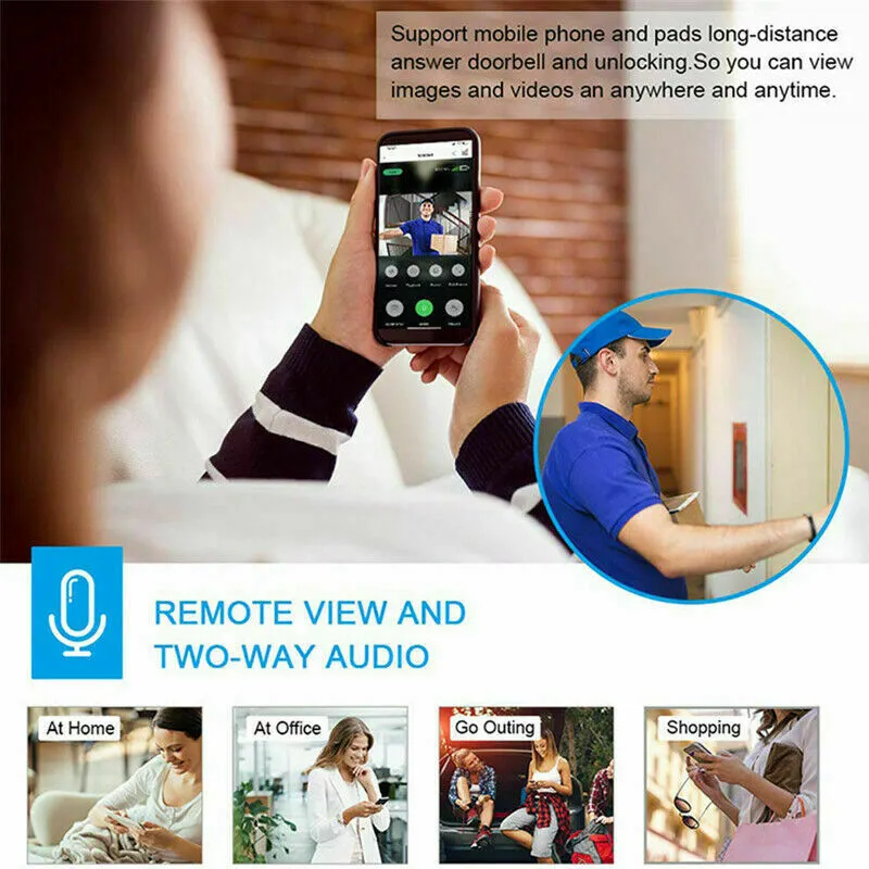 WiFi Ring Doorbell 1080P HD Security Camera Wireless Door Bell Camera