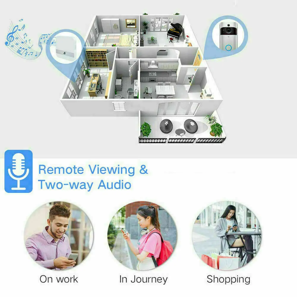 WiFi Ring Doorbell 1080P HD Security Camera Wireless Door Bell Camera
