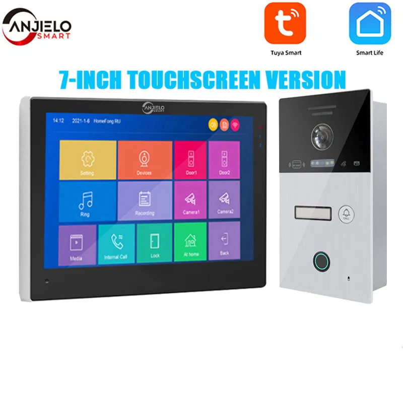 WIFI smart 7 inch Home video door phone intercom system Unlock 1080P Screen  Video Intercom System