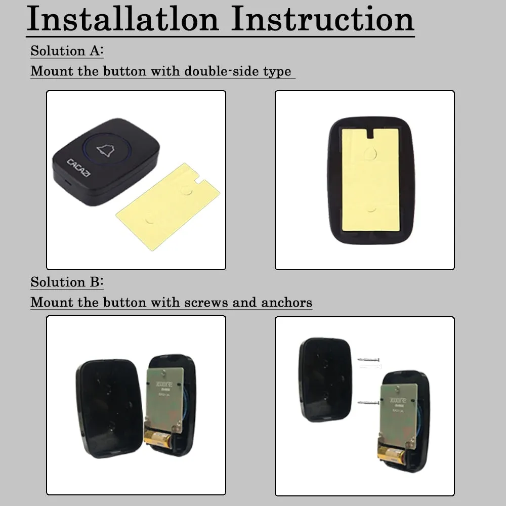 Wireless Doorbell System - Electronic Door Bell with Chime
