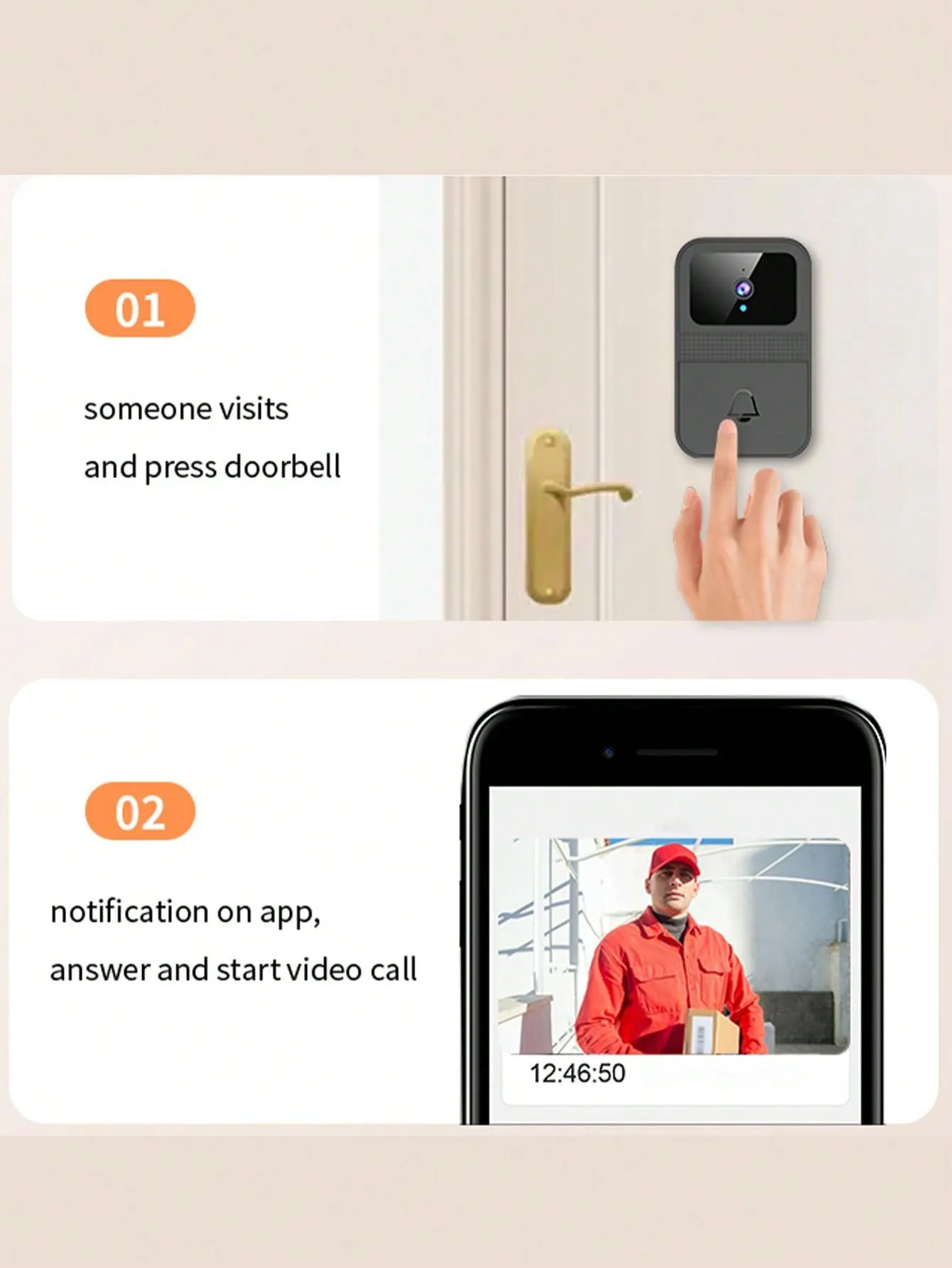 Wireless Smart Video Doorbell Camera With Voice Changer, Night Vision