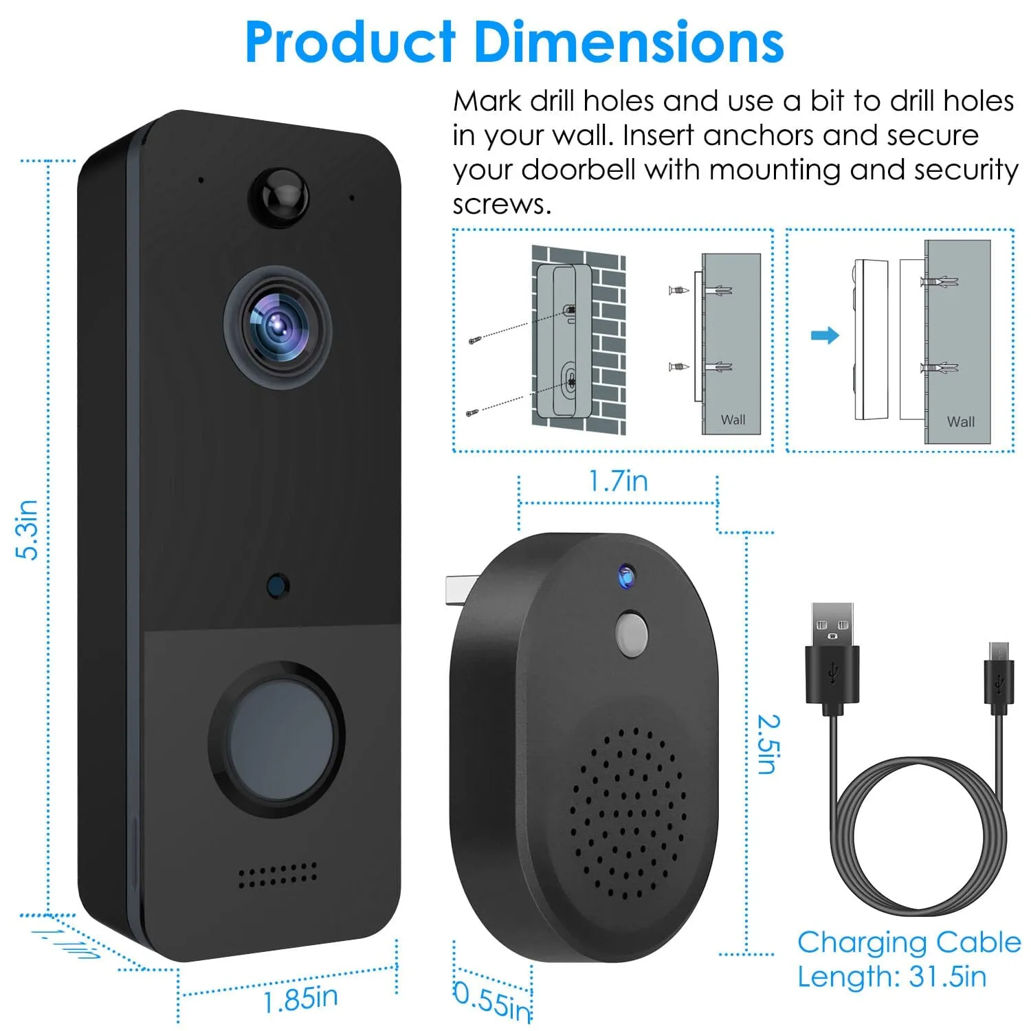 Wireless Smart Wi-Fi Video Doorbell