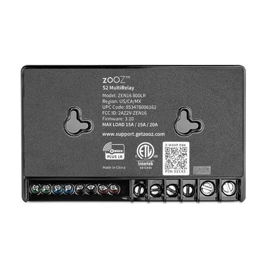Zooz 800 Series Z-Wave Long Range MultiRelay ZEN16 800LR with 3 Dry Contact Relays (20A, 15A, 15A)